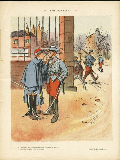 Illustration by Ricardo Flores (1878-1918) in The Rire, 05/06/09 - The Ordinance - Army, Urban Architecture, Love by Ricardo Flores