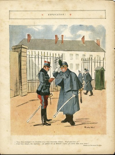 Illustration of Ricardo Flores (1878-1918) in Le Lire, 23/04/10 - Explanation - Army, Barracks by Ricardo Flores