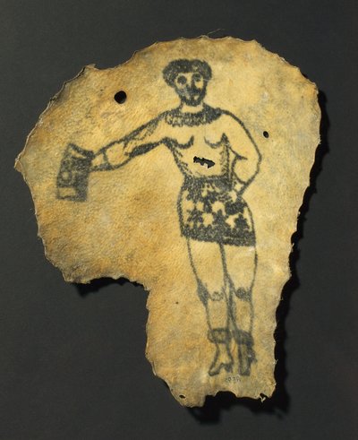 Human Skin Tattooed with Male Figure in Skirt, Probably French by John Pardon