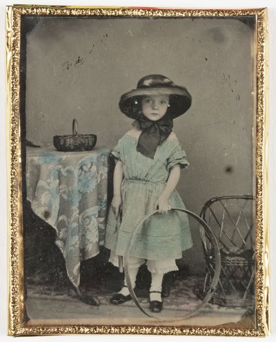 Portrait of a Girl Holding a Hoop by a Table by John Pardon