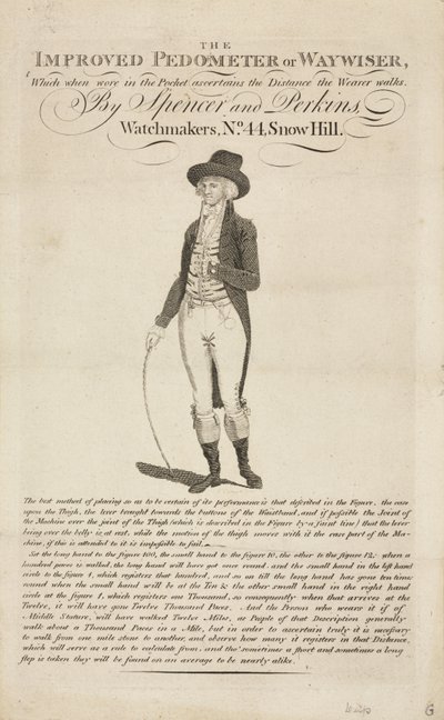The Improved Pedometer or Waywiser, c 18th Century by John Pardon