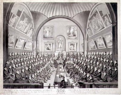 The Lord Mayor, Aldermen and Common Council in the Council Chamber Guildhall, London, Engraved by Thomas Sutherland by Richard (after) Dighton