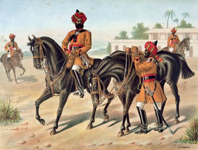The 1st Bengal Cavalry, Review Order, Anglo-Indian Army of the 1880s by Richard (after) Simkin