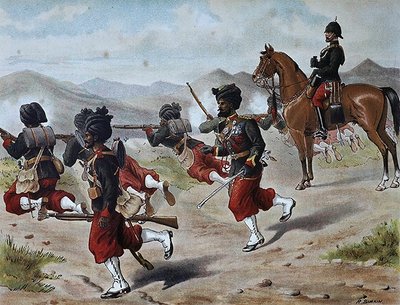 The 20th Bombay Native Infantry Field firing, Anglo-Indian Army of the 1880s by Richard (after) Simkin