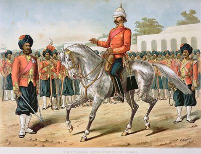 The 7th Bengal Infantry on Parade, the Anglo-Indian Army of the 1880s by Richard (after) Simkin