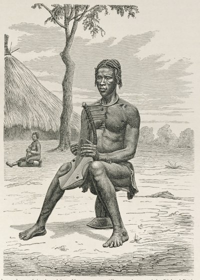 A Harp Player of the Azandeh or Nyam-Nyams, from 