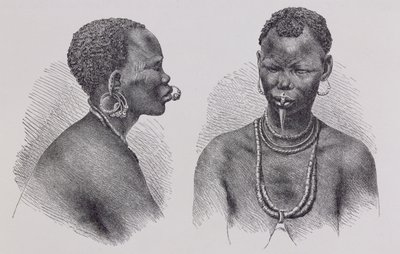 Moru woman with lip ornament, from 