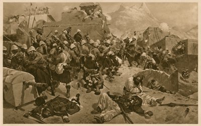 92nd Highlanders and 2nd Gurkhas storming Gundi Mulla Sahibdad during the Battle of Kandahar, Afghanistan, Second Anglo-Afghan War by Richard Caton II (after) Woodville