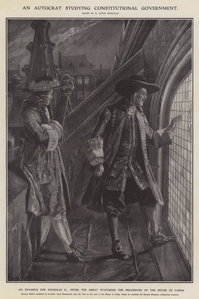 An autocrat studying constitutional government by Richard Caton II (after) Woodville