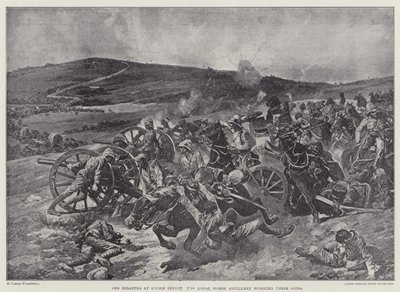 The disaster at Koorn Spruit, the Royal Horse Artillery working their guns by Richard Caton II (after) Woodville
