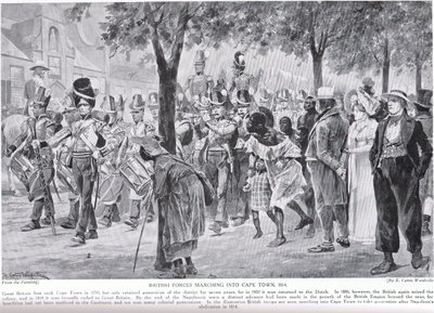 British forces marching into Cape Town, illustration from 