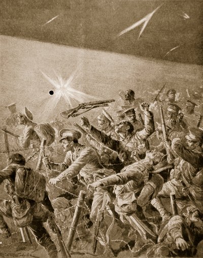 British Infantry Forcing Their Way Through German Wire Entanglements by Richard Caton Woodville