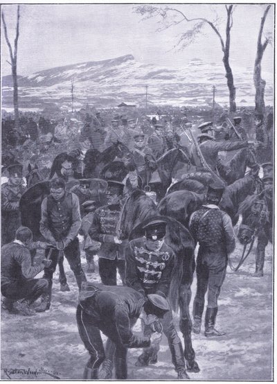 Japanese Cavalry Encampment at Seoul: Farriers at Work by Richard Caton Woodville