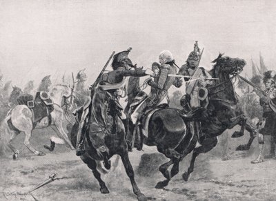 The Attack on Sir Ralph Abercrombie by the French Dragoons, illustration from 