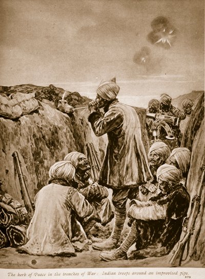 The herb of Peace in the trenches of War by Richard Caton Woodville