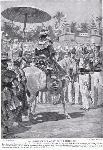 The surrender of Rangoon to the British, 1824, illustration from 