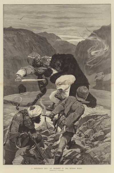 A Dangerous Hug, an Incident in the Hindoo Koosh by Richard Caton Woodville junior