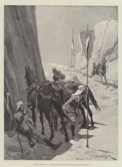 A Dumb Messenger, a Riderless Horse galloping back to the Supports by Richard Caton Woodville junior