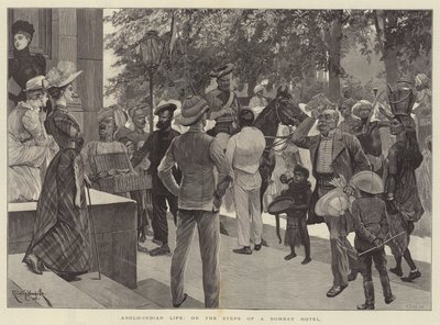 Anglo-Indian Life, on the Steps of a Bombay Hotel by Richard Caton Woodville junior