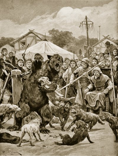 Bear Baiting in Saxon Times, illustration from 