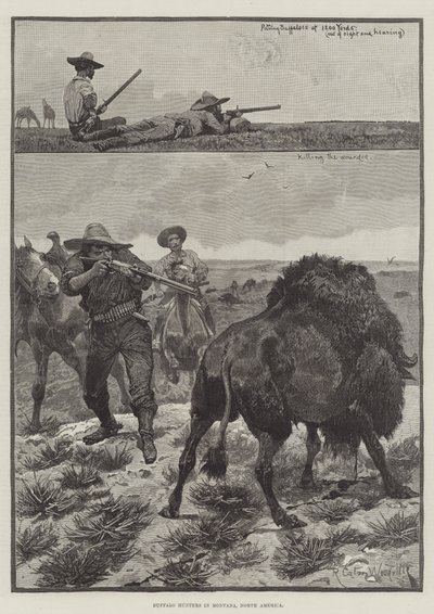 Buffalo Hunters in Montana, North America by Richard Caton Woodville junior