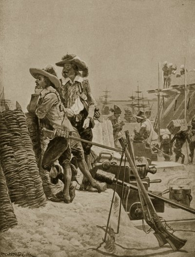 Building the first Fort at Madras, illustration from 