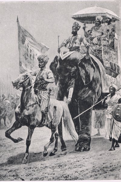 Suraj-ud-Daula at Plassey, 23rd June 1757 (Illustration from British Battles on Land and Sea, 1915) by Richard Caton Woodville junior