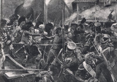 The 42nd Highlanders driving the French out of Elvina, illustration from 