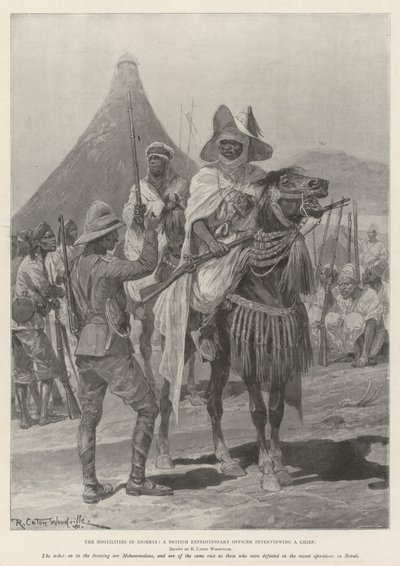 The Hostilities in Nigeria, a British Expeditionary Officer interviewing a Chief by Richard Caton Woodville junior