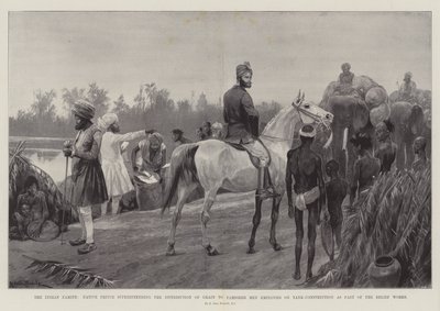 The Indian Famine, Native Prince superintending the Distribution of Grain to Famished Men employed on Tank-Construction as Part of the Relief Works by Richard Caton Woodville junior