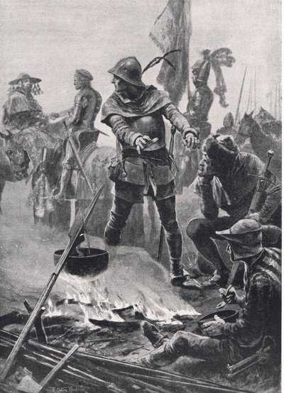 The Prince of Wales Taking Leave of Cardinal de Talleyrand-Perigord on the Morning of the Battle of Poitiers, 19th September 1356, illustration from British Battles on Land and Sea, published by Casse by Richard Caton Woodville junior