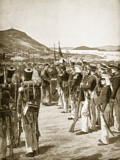 The Cession of Hong Kong to the British, 1841, illustration from 