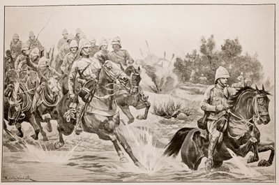 The great advance: Royal Horse Artillery (Cavalry Division) Crossing the Vaal by Richard Caton Woodville junior