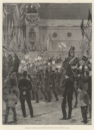 Torchlight Procession in Honour of the Russian Naval Officers in Paris by Richard Caton Woodville junior