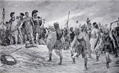Vespasian rescued by his son Titus, illustration from 