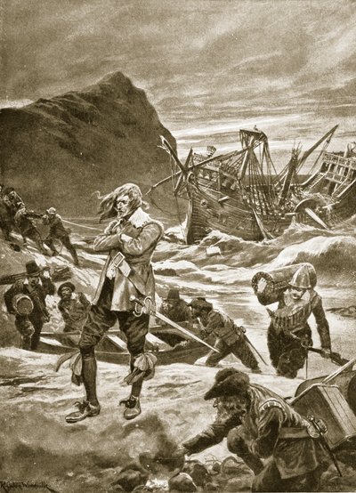 Wrecked upon the Bermudas, 1609, illustration from 
