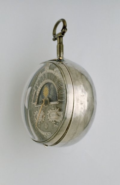 Side view of a pair-cased verge watch, c.1685 by Richard Colston