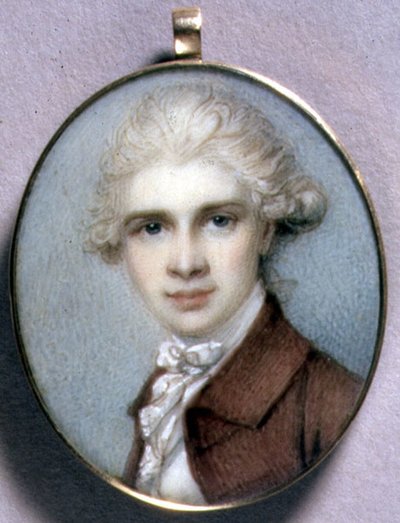 Portrait Miniature of a Young Man in a Brown Coat by Richard Cosway