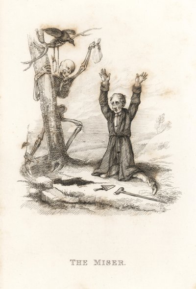 The Skeleton of Death and the Miser (engraving) by Richard Dagley