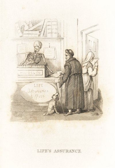 The Skeleton of Death at the Insurance Office (engraving) by Richard Dagley