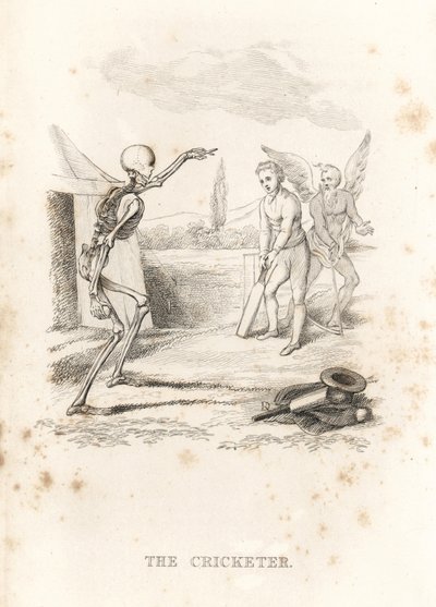The Skeleton of Death Bowls a Ball at a Cricketer at Bat (engraving) by Richard Dagley