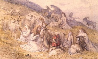 Girls combing beards of goats by Richard Doyle