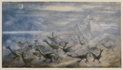 Moonlit Landscape, with a Witch and Young Dragons by Richard Doyle