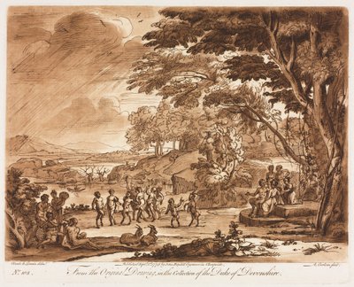 Liber Veritatis: No. 108, Landscape with Satyrs and Nymphs Dancing by Richard Earlom
