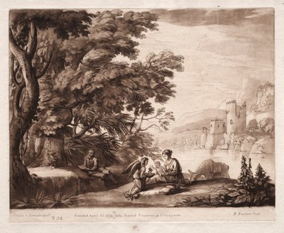 Liber Veritatis: No. 38, The Repose of the Holy Family along a River by Richard Earlom