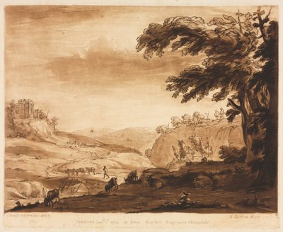 Liber Veritatis: No. 7, An Island Scene of a Mountainous Country with Cattle by Richard Earlom