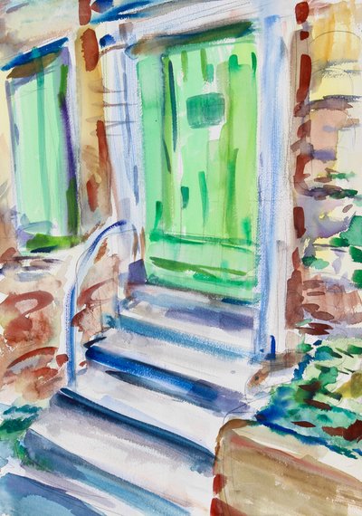 Green Door and Shutters by Richard Fox