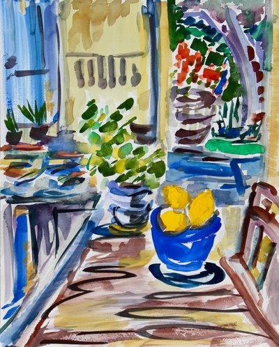 Lemons in Blue Bowl by Richard Fox