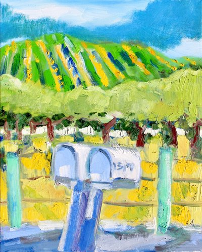 Mailboxes and Vineyard, Napa, 2019 by Richard Fox
