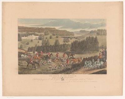 Hunters and Dogs Around a Dying Deer Near Whatcombe House by Richard Gilson Reeve